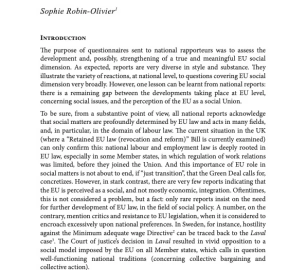 "General Report : European Social Union",  in European Social Union - The XXX Fide Congress in Sofia, 2023. Congress publications, vol. 3